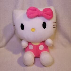 Hello Kitty 10 inch Love Cat Stuffed Plush Toy Pink White